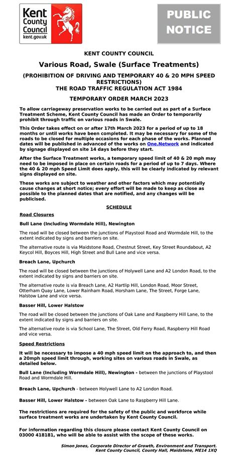 Notice Board | News From Upchurch Matters: UPDATE: Temporary Road