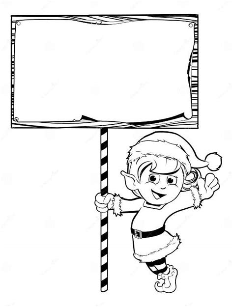 Christmas Elf Holding A Sign Stock Vector Illustration Of Female