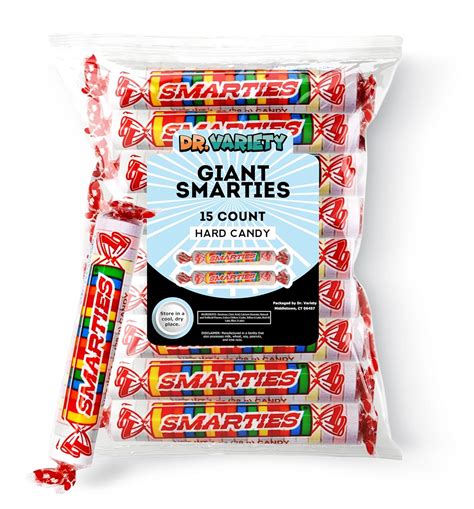 Amazon.com : Giant Smartie Hard Candy Roll, Assorted Flavors (15 Count ...