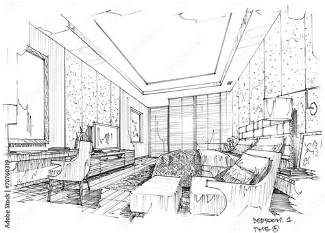 sketch design hotel,interior design,hotel,bedroom Stock Photo | Adobe Stock