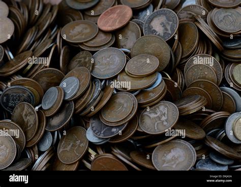 Pile Of Penniessmall Copper And Silver Coins Mostly British Stock