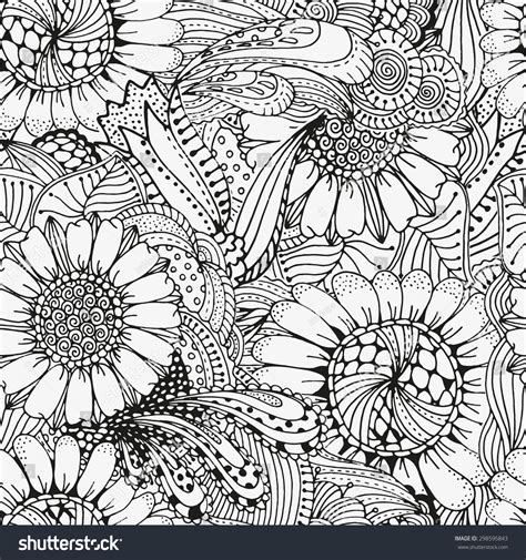 Seamless Floral Doodle Background Pattern Vector Stock Vector Royalty