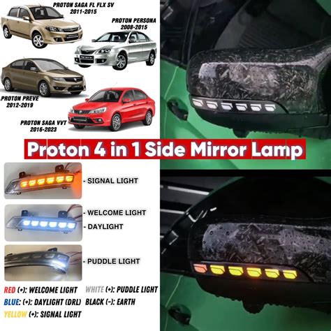 Proton Saga Vvt Flx Blm Preve Persona Redant Side Mirror Led Cover Drl