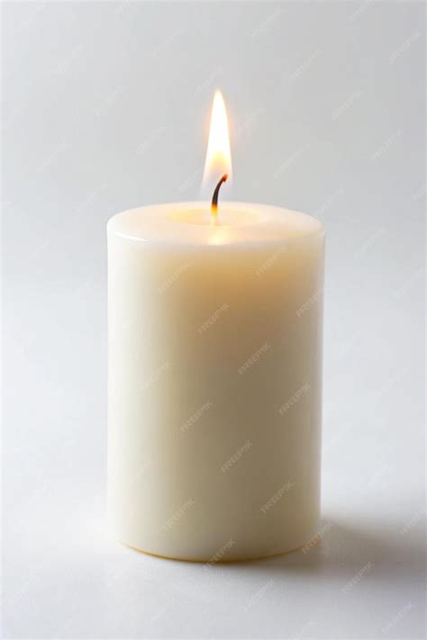 Single white lit candle on white background | Premium AI-generated image