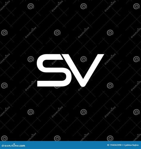 Initial Letter Sv Logo Design Isolated On Dark Background Stock Vector