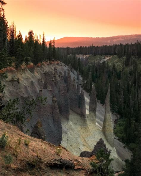 Smoky Sunset Over The Pinnacles Crater Lake NP Oregon OC