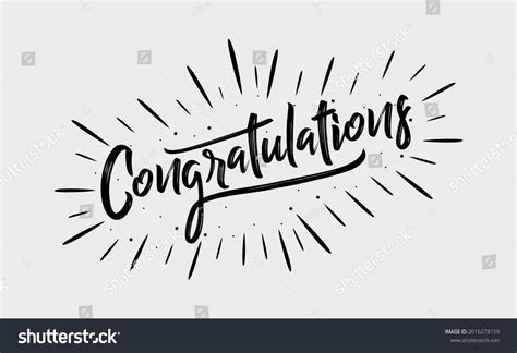 Congratulations Hand Lettering Illustration Calligraphic Greeting Stock