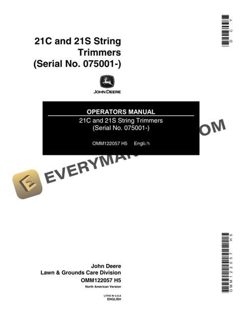 John Deere 21c And 21s String Trimmer Operator Manual Omm122057