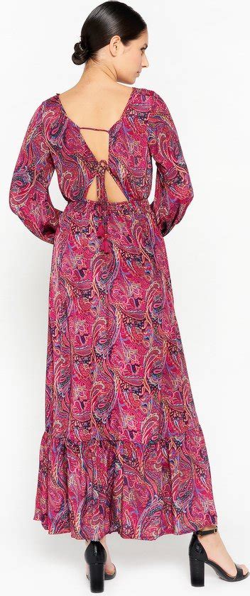 Lola Liza Maxi Jurk Met Paisleyprint Dark Pink Maat Xs Bol