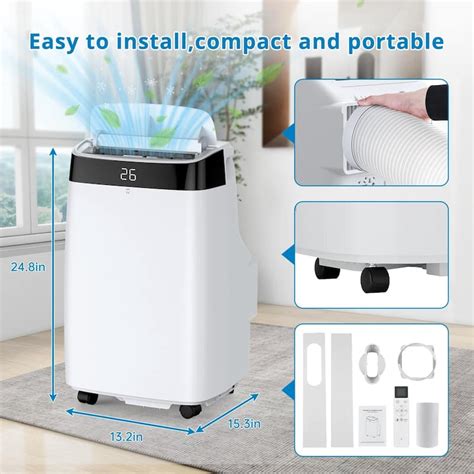 12 000 Btu Portable Air Conditioner Cools 550 Sq Ft With Dehumidifier