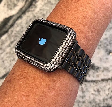 Black Apple Watch Band and or Lab Diamond Bezel Iwatch Mens | Etsy