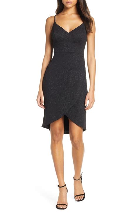 Eliza J Tulip Hem Glitter Cocktail Dress Nordstrom