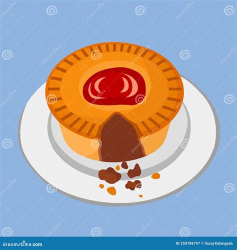 Meat Pie. Illustration of Meat Pie with Tomato Sauce. Stock ...