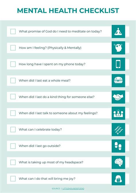 Mental Health Checklist | Free Checklists Template - Piktochart