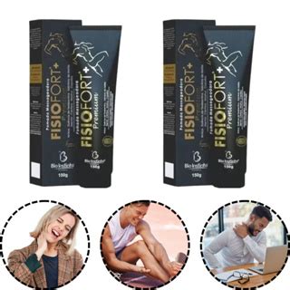 Kit 2 Pomadas Fisiofort Preta Premium 150g Elimina Dores Musculares