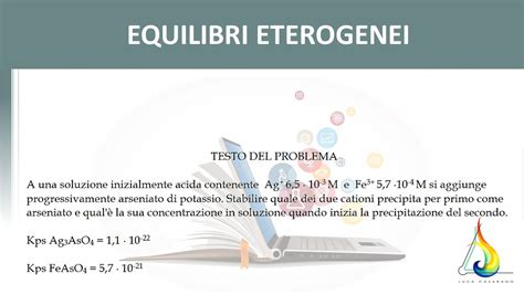 Equilibri eterogenei Solubilità di sali poco solubili 8 Esercizi di