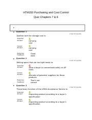 HTM250 Purchasing And Cost Control Quiz Ch 7 And 8 Docx HTM250