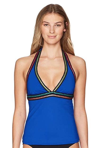 La Blanca Threading Along Halter Tankini Bikini Top Apollo Blue 6 8 12 Nwt Ebay