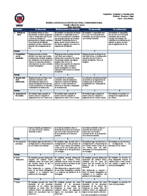 Rúbrica Lapbook Sexto 2018 Pdf Cognición Science