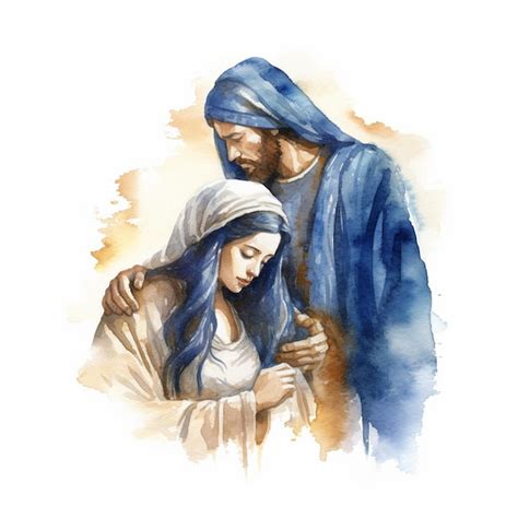 Premium Photo Painting Of A Man And Woman In Blue Robes Standing Next