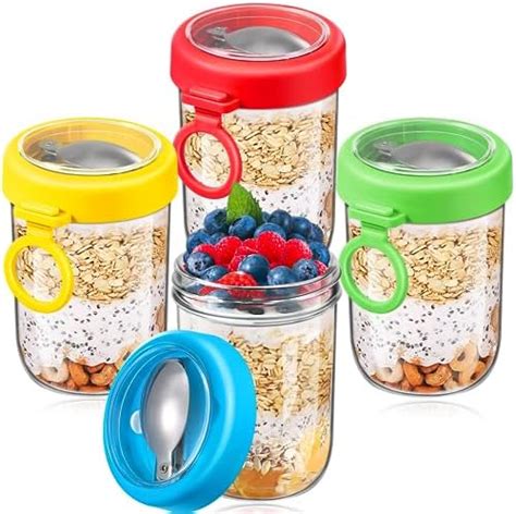 Amazon Drkio Pack Overnight Oats Containers With Lids And Spoons