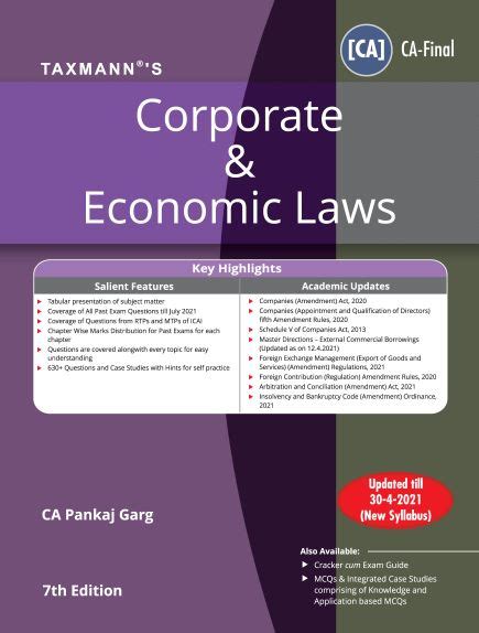 Ca Final Corporate And Economic Laws Th Edition By Pankaj Garg