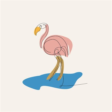 Premium Vector Flamingo Line Art Hand Drawn Vector Illustration In