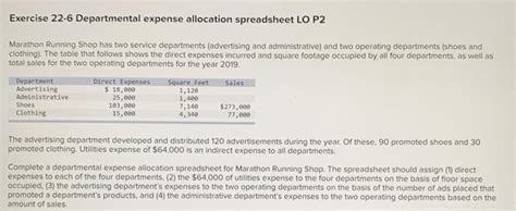 Solved Exercise Departmental Expense Allocation Chegg