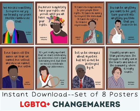 LGBTQ Leaders in History set of 8 Printable Posters, LGBT History Month ...