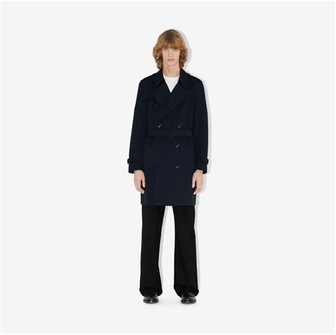 Mid Length Kensington Heritage Trench Coat In Coal Blue Men Cotton Gabardine Burberry® Official