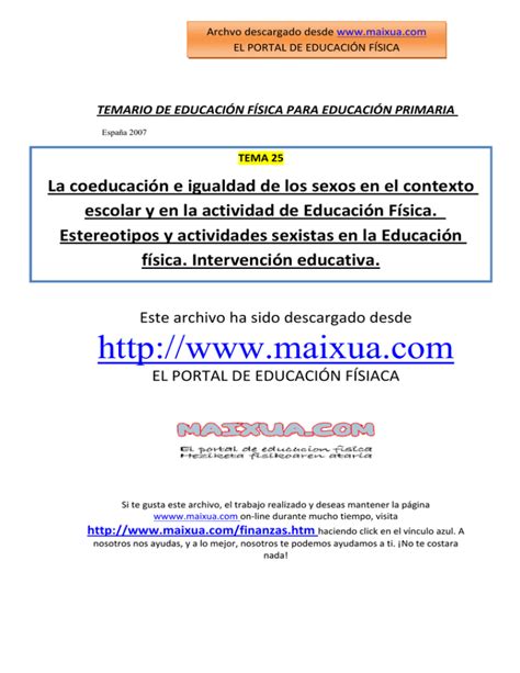 La coeducación e igualdad de los sexos en el contexto escolar y en la