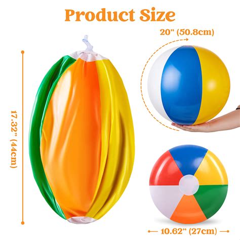 Syncfun 4 Pcs 20 Inflatable Beach Balls Large Rainbow Beach Balls