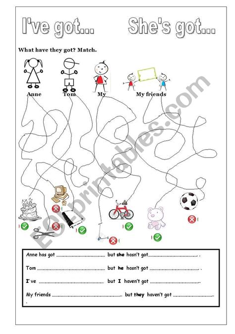 Ive Got Shes Got ESL Worksheet By Zava