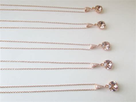 Set Of 6 Necklaces Six Bridesmaids Bridesmaid Jewelry Set Etsy