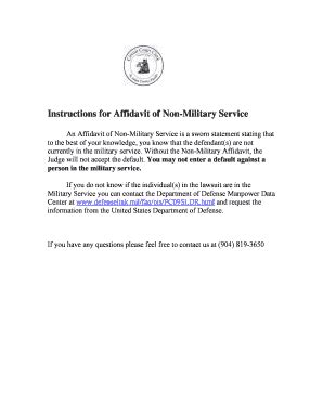 Fillable Online Instructions For Affidavit Of Non Military Service