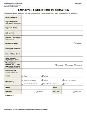 Fillable Online EMPLOYEE FINGERPRINT INFORMATION Fax Email Print