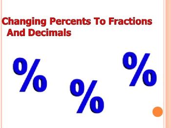 Changing Percents To Fractions And Decimals Ppt By A R Mathematics