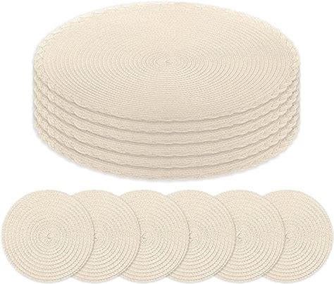 Heyomart Round Placemats And Coasters Set Of Braided Woven Placemats