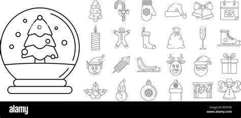 Christmas holiday icon set. Outline set of christmas holiday vector ...