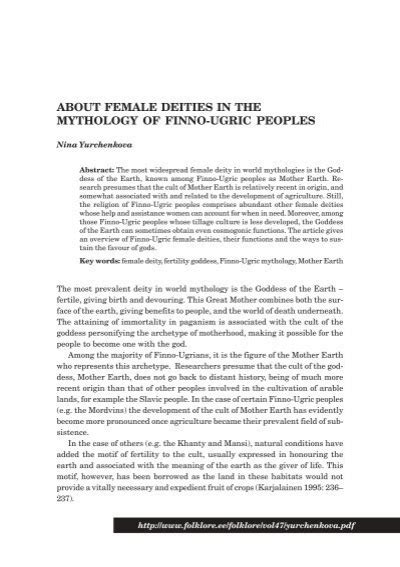 about female deities in the mythology of finno-ugric ... - Folklore.ee