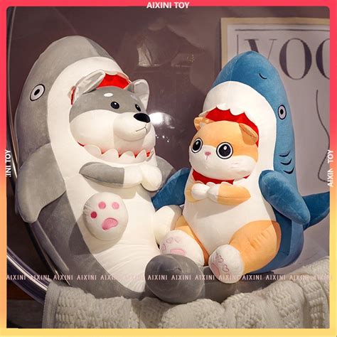 Aixini 40 70cm Cute Shark Cat Fried Shrimp Cat Plush Doll Pendant Doll Beautiful Room Car Bag