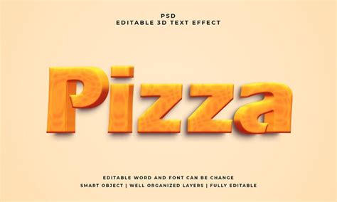 Design De Efeito De Texto Psd Editável De Pizza 3d Com Plano De Fundo Psd Premium