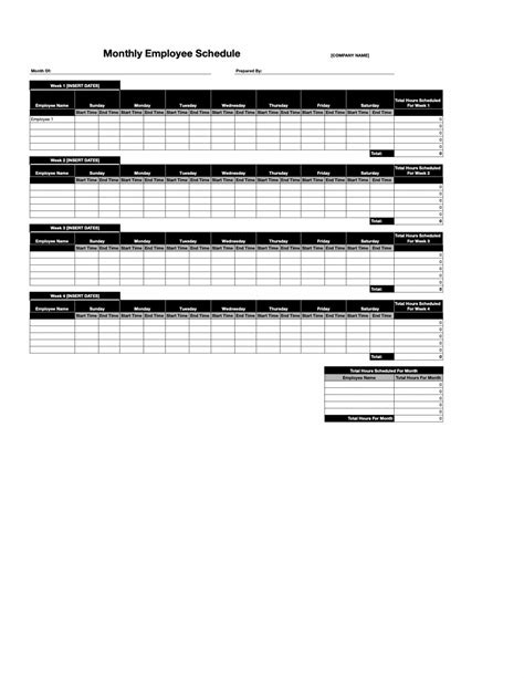 Free Employee Schedule Templates Download Print In Pdf Office Gdocs