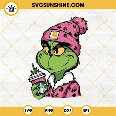 Pink Carhartt Grinch Starbucks Cup Svg Pink Bougie Grinch Svg Pink