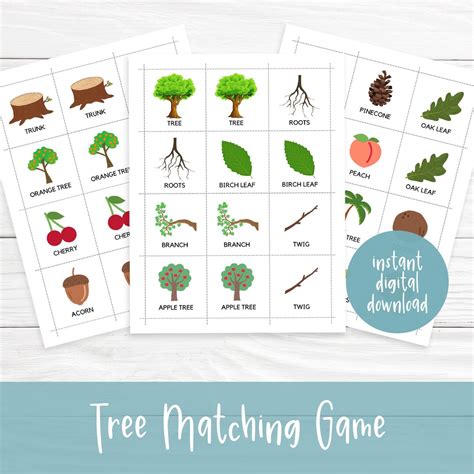 Tree Matching Game Homeschool Printable Homeschool Preschool Montessori