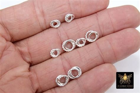 Silver Double Ring Spacer Beads 20 160 Pcs Round Brushed Love Etsy