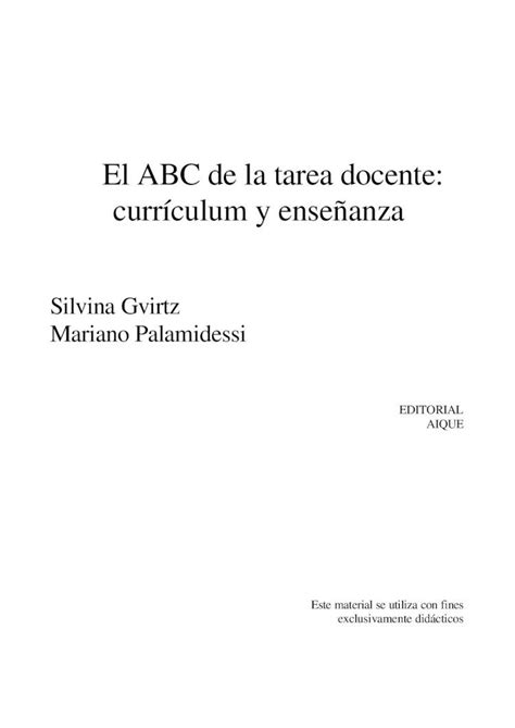 PDF El abc de la tarea docente capítulo 2 gvirtz DOKUMEN TIPS