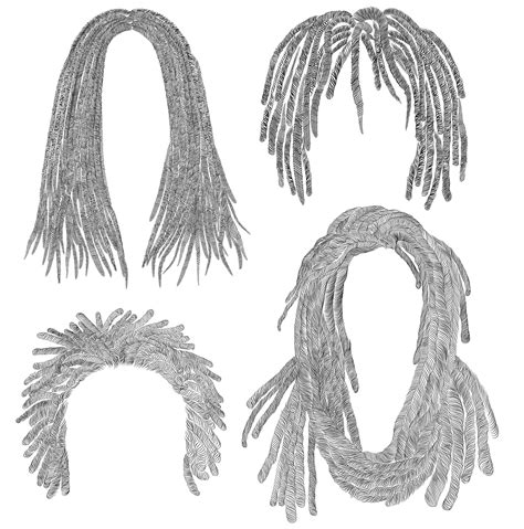 Premium Vector Set Of African Hairs Black Pencil Drawing Sketch