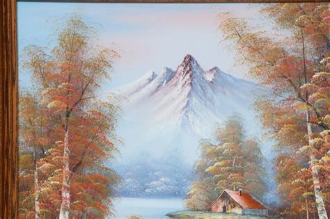 Mountain Landscape with Cabin Oil Painting, Late 20th Century | EBTH