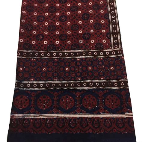 Premium Block Printedhand Print Ajrak With Natural Dyes Buy Online